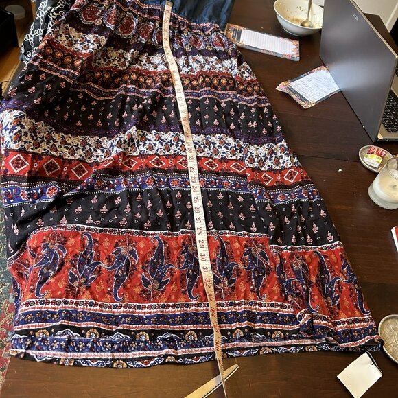 Speed Control 1x Denim Floral Shirt Dress midi Sleeveless Batik Boho Farmhouse - Picture 9 of 11